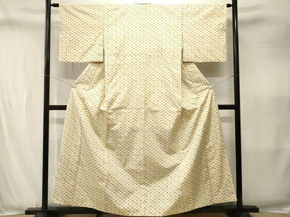 平和屋着物■上質な紬　井桁絣　正絹　逸品　CABJ3406ev