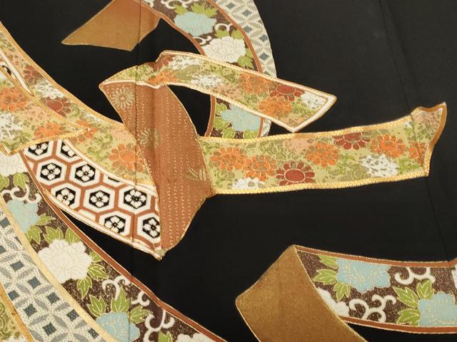 平和屋着物■豪華黒留袖　駒刺繍　熨斗吉祥花唐草文　金彩　正絹　逸品　CABJ3409ev