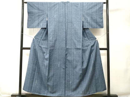 平和屋着物■上質な紬　臈纈　芒花文　反端付き　胴抜き仕立て　正絹　逸品　CABJ3413ev