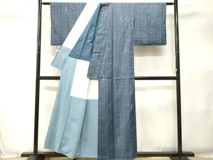 平和屋着物■上質な紬　臈纈　芒花文　反端付き　胴抜き仕立て　正絹　逸品　CABJ3413ev