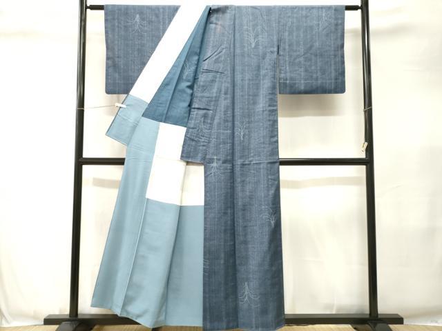 平和屋着物■上質な紬　臈纈　芒花文　反端付き　胴抜き仕立て　正絹　逸品　CABJ3413ev