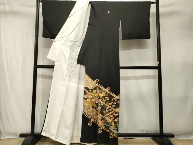 平和屋着物■十日町友禅作家　龍谷　黒留袖　駒刺繍　松竹梅吉祥文　正絹　逸品　CABJ3414ev