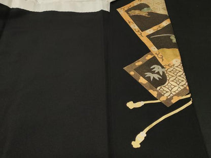 平和屋着物■十日町友禅作家　龍谷　黒留袖　駒刺繍　松竹梅吉祥文　正絹　逸品　CABJ3414ev