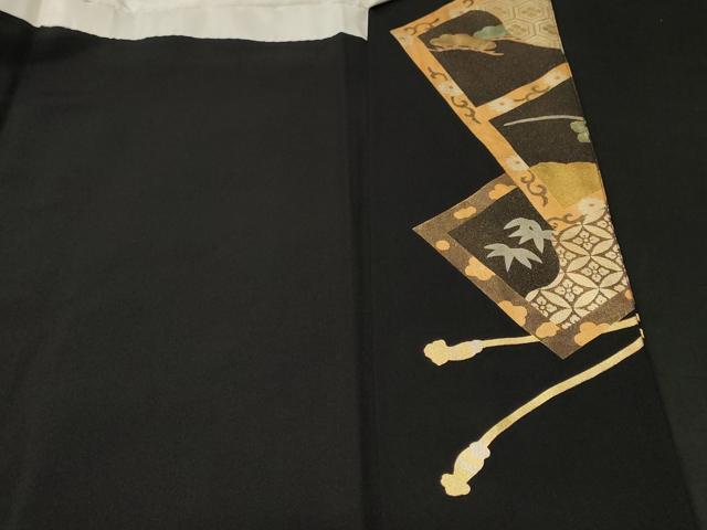 平和屋着物■十日町友禅作家　龍谷　黒留袖　駒刺繍　松竹梅吉祥文　正絹　逸品　CABJ3414ev