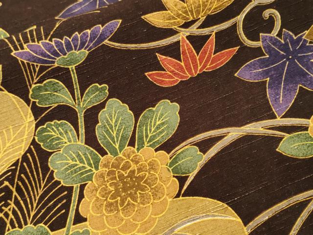 平和屋着物■上質な小紋　紬地　立波草花文　正絹　逸品　CABJ3416ev