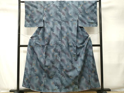 平和屋着物■上質な紬　舞蝶文　シルエット　正絹　逸品　CABJ3421ev