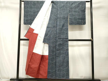 平和屋着物■上質な紬　蜀江花文　正絹　逸品　CABJ3423ev