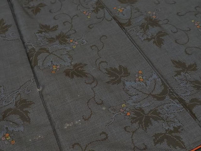 平和屋着物■本場大島紬　7マルキ　葡萄蔦の葉文　正絹　逸品　CABJ3428ev