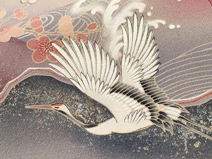 平和屋着物■訪問着　立波枝梅飛鶴文　暈し染め　金彩　正絹　逸品　CABJ3430ev