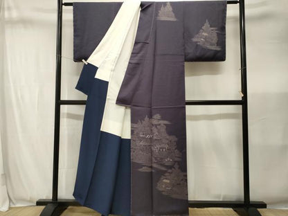 平和屋着物■訪問着　刺繍　風景文　正絹　逸品　CABJ3432ev