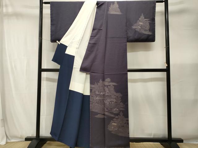 平和屋着物■訪問着　刺繍　風景文　正絹　逸品　CABJ3432ev