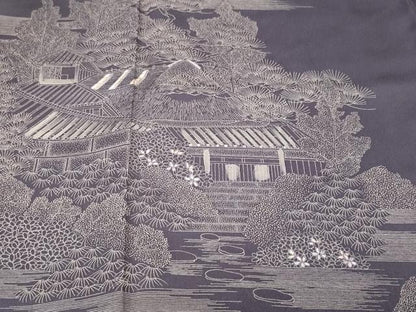 平和屋着物■訪問着　刺繍　風景文　正絹　逸品　CABJ3432ev