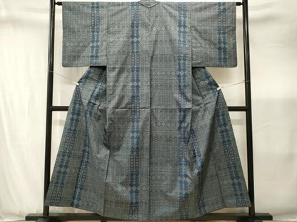平和屋着物■本場大島紬　7マルキ　幾何学文様　正絹　逸品　CABJ3439ev