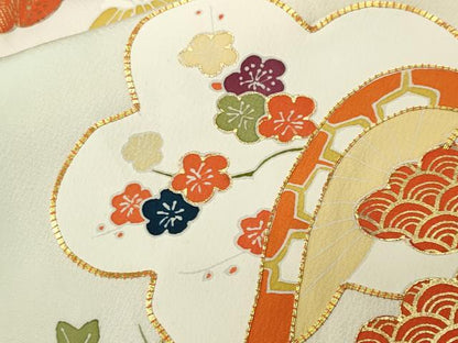 平和屋着物■訪問着　駒刺繍　御所車舞蝶文　暈し染め　金彩　正絹　逸品　CABJ3440ev