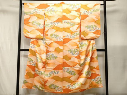 平和屋着物■上質な小紋　抽象文様　草花文　正絹　逸品　CABJ3445ev