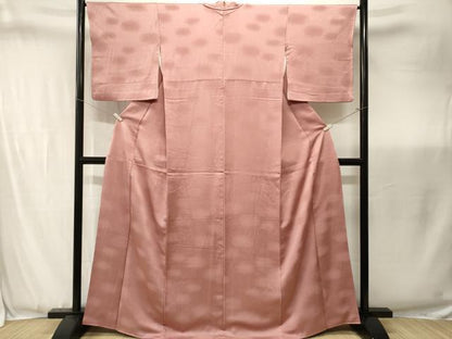 平和屋着物■上質な色無地　霞地紋　退紅色　正絹　逸品　CABJ3447ev