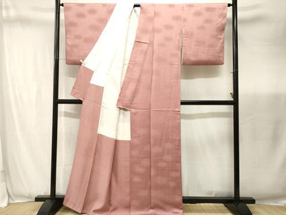 平和屋着物■上質な色無地　霞地紋　退紅色　正絹　逸品　CABJ3447ev