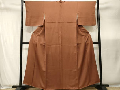 平和屋着物■上質な色無地　唐茶色　正絹　逸品　CABJ3448ev
