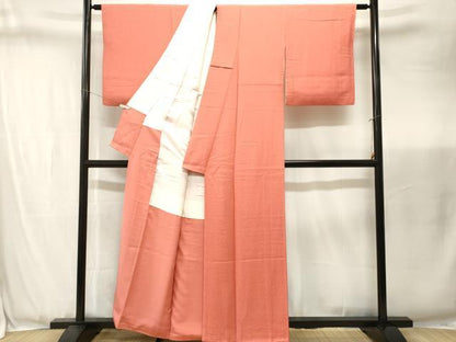 平和屋着物■上質な色無地　霞地紋　黄丹色　正絹　逸品　CABJ3449ev