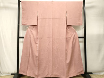 平和屋着物■上質な色無地　枝花地紋　白茶色　正絹　逸品　CABJ3450ev