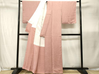 平和屋着物■上質な色無地　枝花地紋　白茶色　正絹　逸品　CABJ3450ev