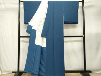 平和屋着物■ファッションデザイナー　花井幸子　色無地　紺色　反端付き　正絹　逸品　CABJ3454ev