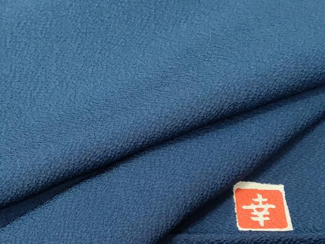 平和屋着物■ファッションデザイナー　花井幸子　色無地　紺色　反端付き　正絹　逸品　CABJ3454ev