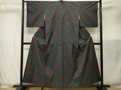 平和屋着物■本場大島紬　7マルキ　菱文　正絹　逸品　CABJ3456ev