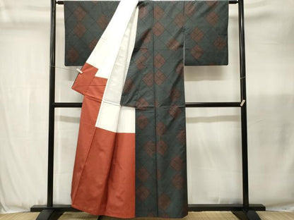 平和屋着物■本場大島紬　7マルキ　菱文　正絹　逸品　CABJ3456ev
