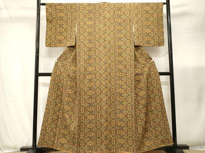 平和屋着物■上質な小紋　幾何学花菱文　正絹　逸品　CABJ3457ev