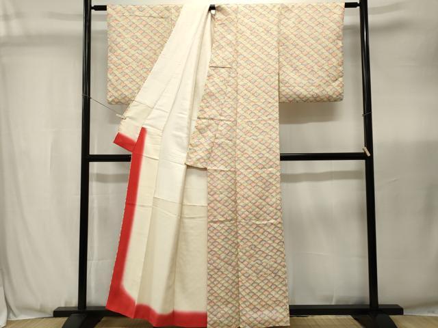 平和屋着物■上質な小紋　檜扇文　正絹　逸品　CABJ3462ev