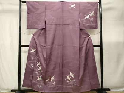 平和屋着物■訪問着　手描き　流水飛鶴文　正絹　逸品　CABJ3468ev