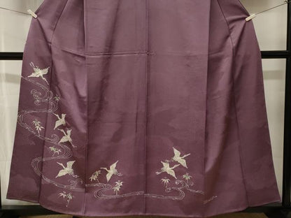 平和屋着物■訪問着　手描き　流水飛鶴文　正絹　逸品　CABJ3468ev
