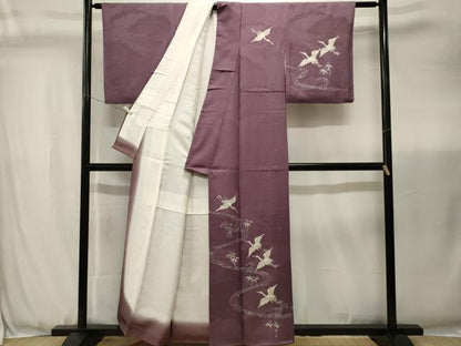 平和屋着物■訪問着　手描き　流水飛鶴文　正絹　逸品　CABJ3468ev