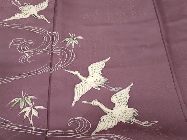 平和屋着物■訪問着　手描き　流水飛鶴文　正絹　逸品　CABJ3468ev