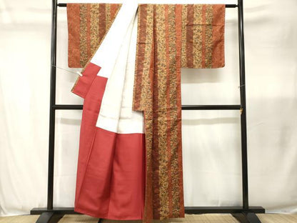 平和屋着物■上質な小紋　紬地　源氏車更紗花文　正絹　逸品　CABJ3473ev