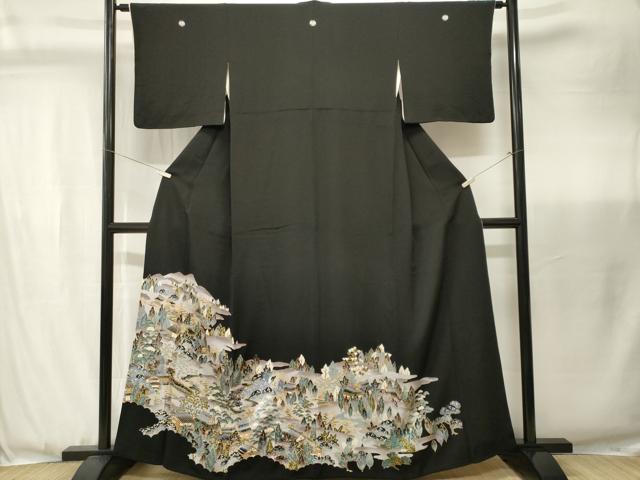 平和屋着物■豪華黒留袖　御所解文　暈し染め　金彩　正絹　逸品　CABJ3480ev