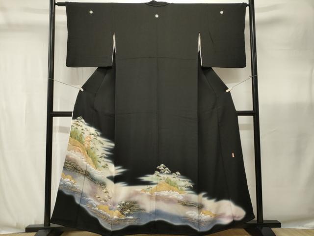 平和屋着物■豪華黒留袖　駒刺繍　萬寿染　立波御所解文　暈し染め　金彩　正絹　逸品　CABJ3485ev