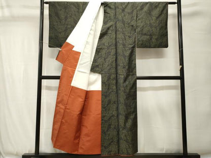 平和屋着物■本場大島紬　枝葉文　正絹　逸品　CABJ3493ev