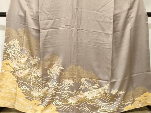 平和屋着物■豪華色留袖　駒刺繍　浜松　舟　藤花房　金彩　正絹　逸品　CABJ3495ev