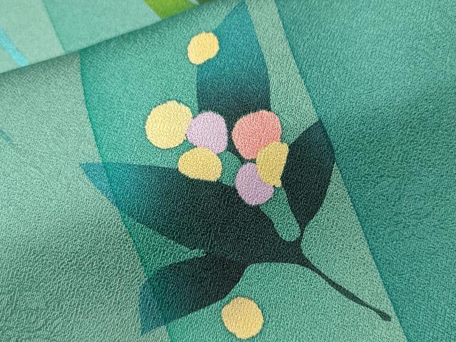 平和屋着物■訪問着　作家物　枝花文　暈し染め　金銀彩　正絹　逸品　CABJ3496ev