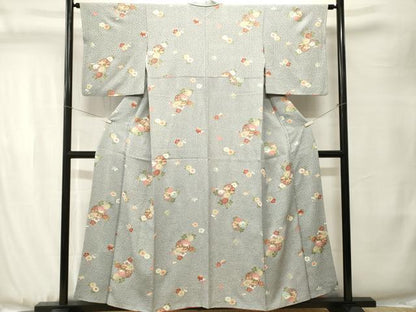 平和屋着物■上質な小紋　雪輪草花文　金彩　正絹　逸品　CABJ3500ev