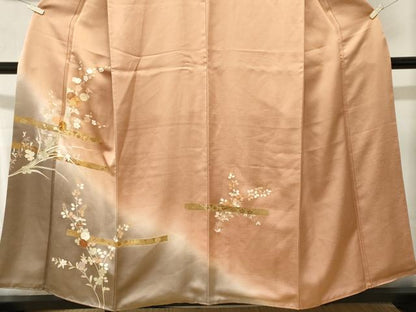 平和屋着物■訪問着　駒刺繍　枝花文　暈し染め　金彩　正絹　逸品　CABJ3501ev