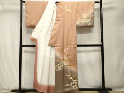 平和屋着物■訪問着　駒刺繍　枝花文　暈し染め　金彩　正絹　逸品　CABJ3501ev