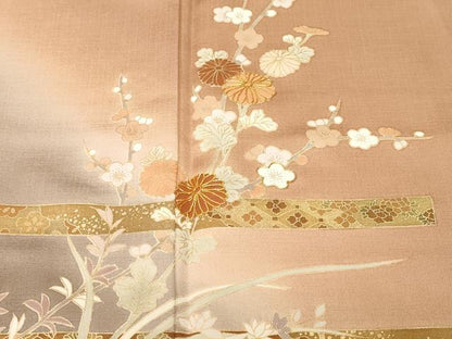 平和屋着物■訪問着　駒刺繍　枝花文　暈し染め　金彩　正絹　逸品　CABJ3501ev