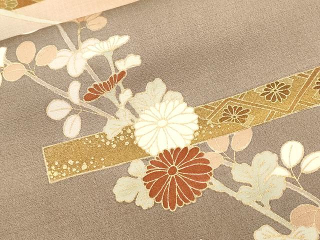 平和屋着物■訪問着　駒刺繍　枝花文　暈し染め　金彩　正絹　逸品　CABJ3501ev