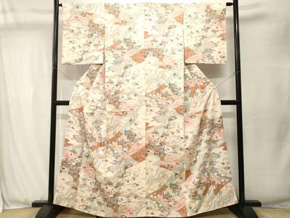 平和屋着物■上質な小紋　松竹梅　御所車折り鶴花文　金彩　正絹　逸品　CABJ3511ev