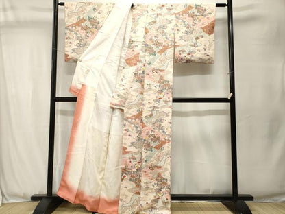 平和屋着物■上質な小紋　松竹梅　御所車折り鶴花文　金彩　正絹　逸品　CABJ3511ev