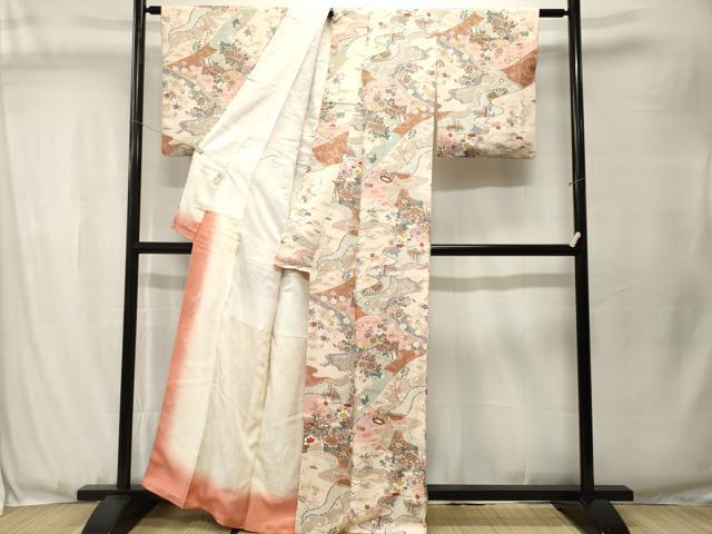 平和屋着物■上質な小紋　松竹梅　御所車折り鶴花文　金彩　正絹　逸品　CABJ3511ev