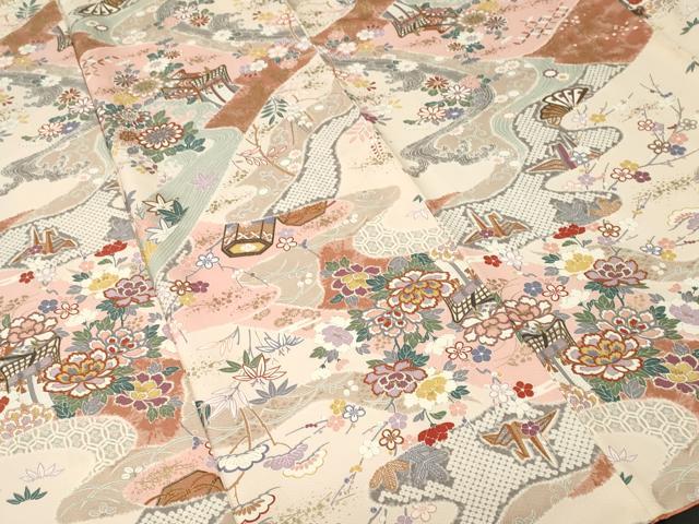平和屋着物■上質な小紋　松竹梅　御所車折り鶴花文　金彩　正絹　逸品　CABJ3511ev